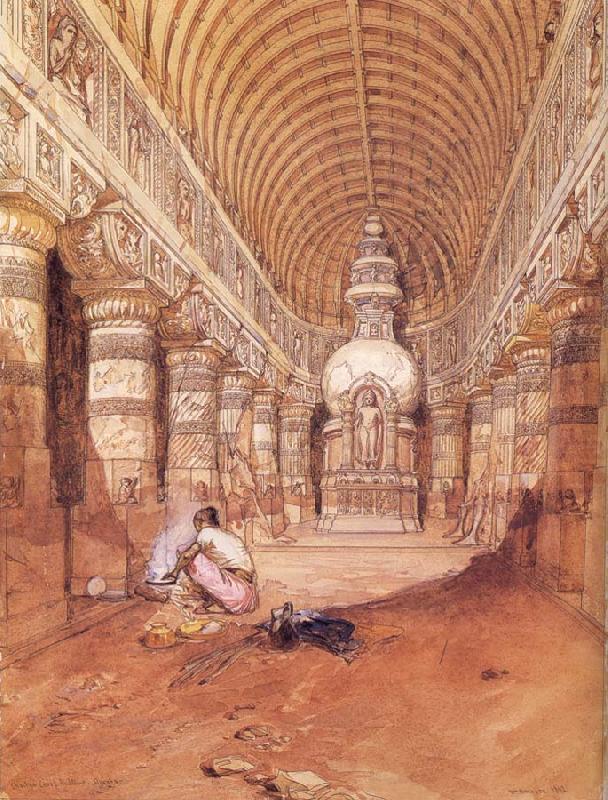 Chaityagriha no.19 at Ajanta, William Simpson